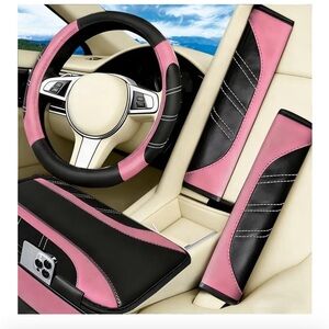 Pink and Black Car Interior Set